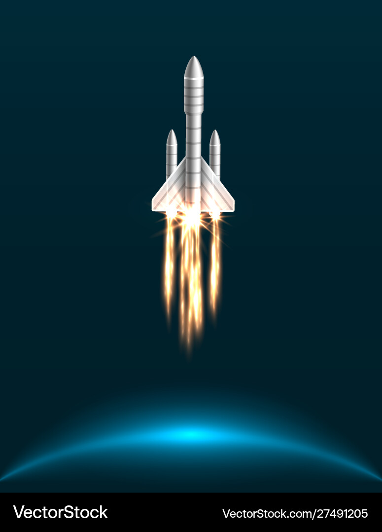 Orbital spacecraft in outer space with engines Orbital spacecraft in outer space with engines vector image