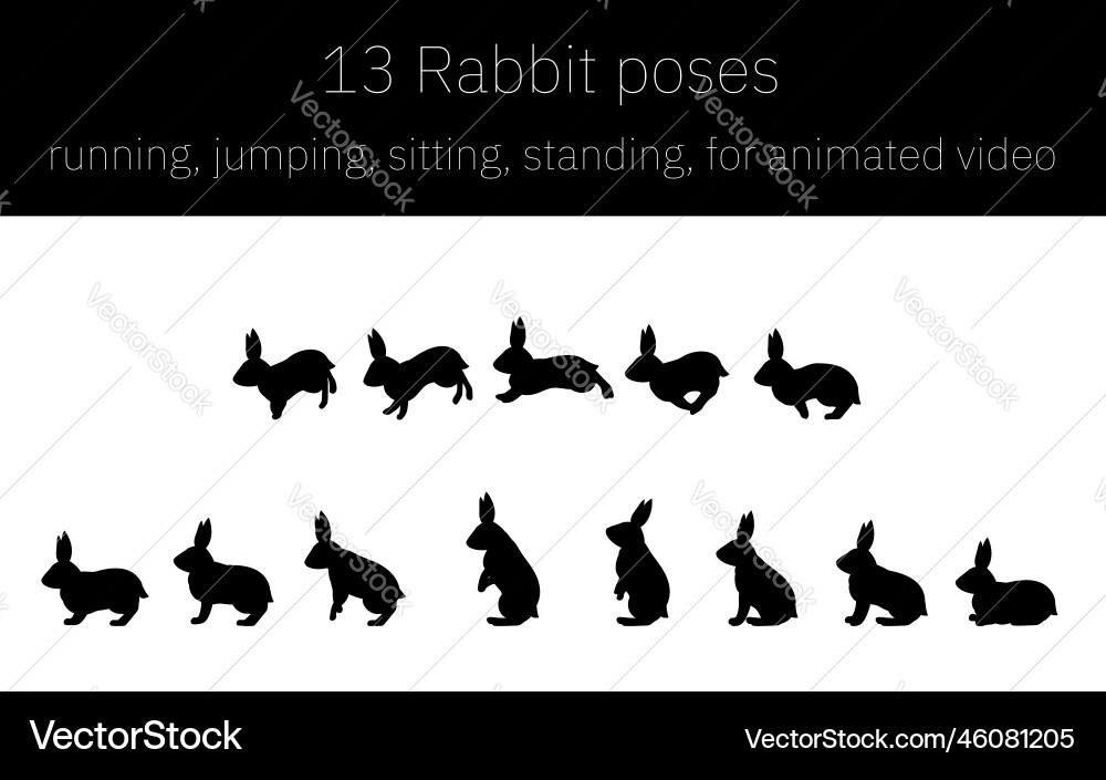 Rabbit movements for animation running Rabbit movements for animation running Vector Image