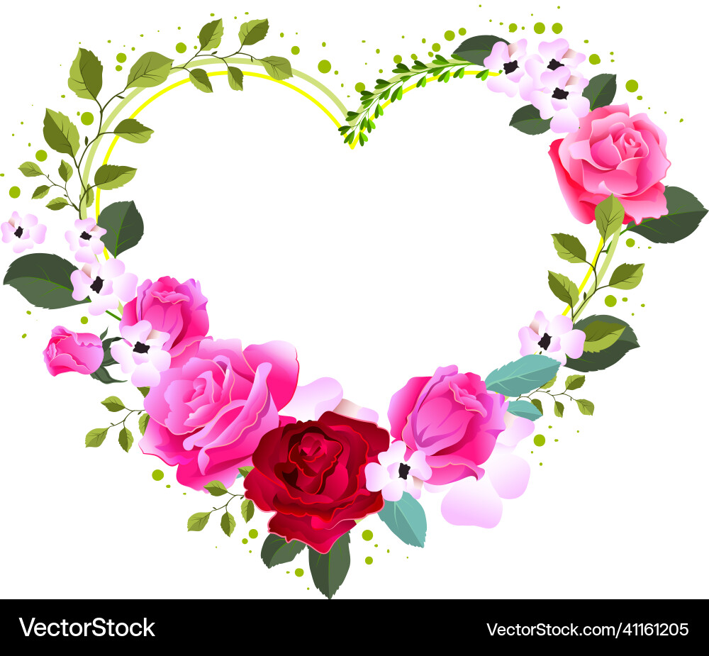 Red rose flower love symbol heart shape frame Red rose flower love symbol heart shape frame vector image