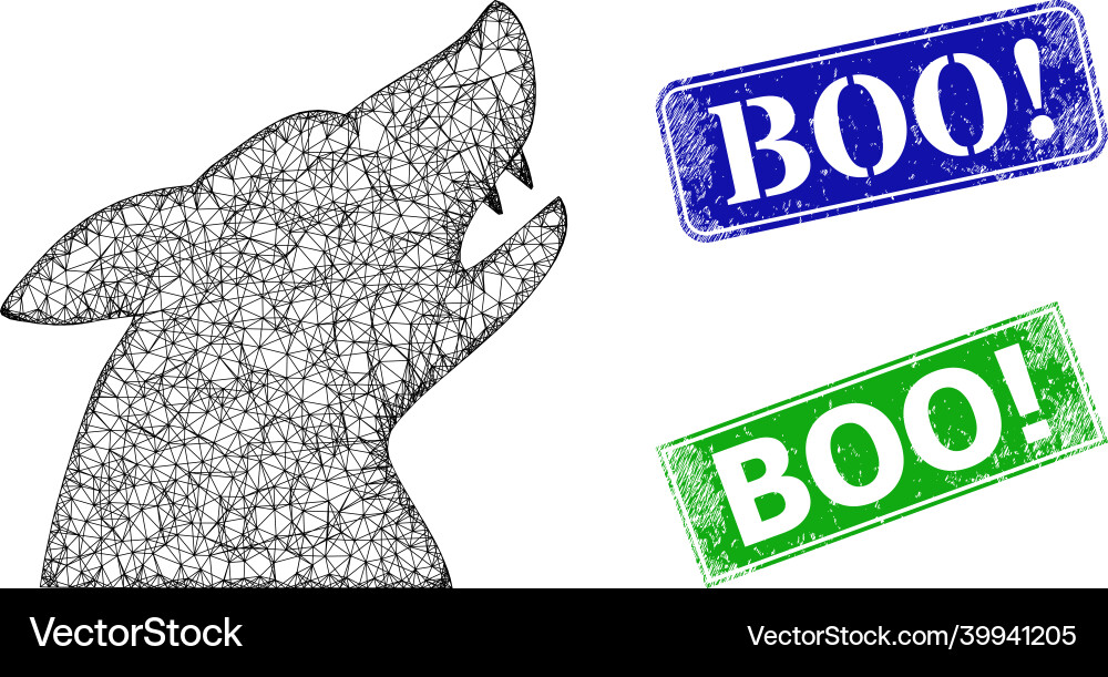 Scratched boo warn seals and triangular mesh dog Scratched boo warn seals and triangular mesh dog vector image