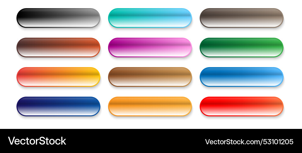 Set of different gradient button web vector image