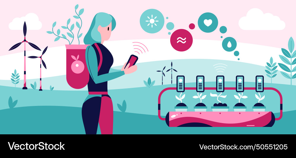 Smart garden background with automated technology Vector Image