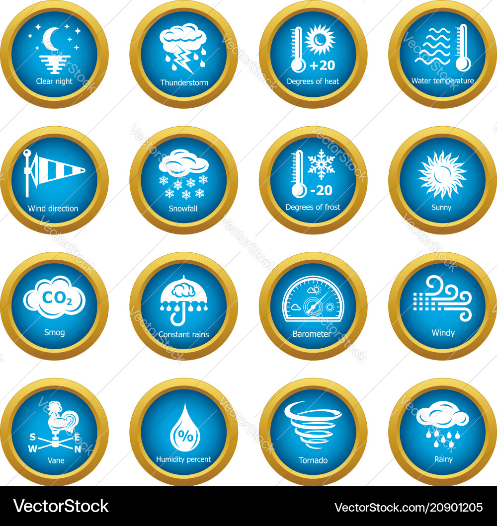 Weater icons set simple style Weater icons set simple style vector image