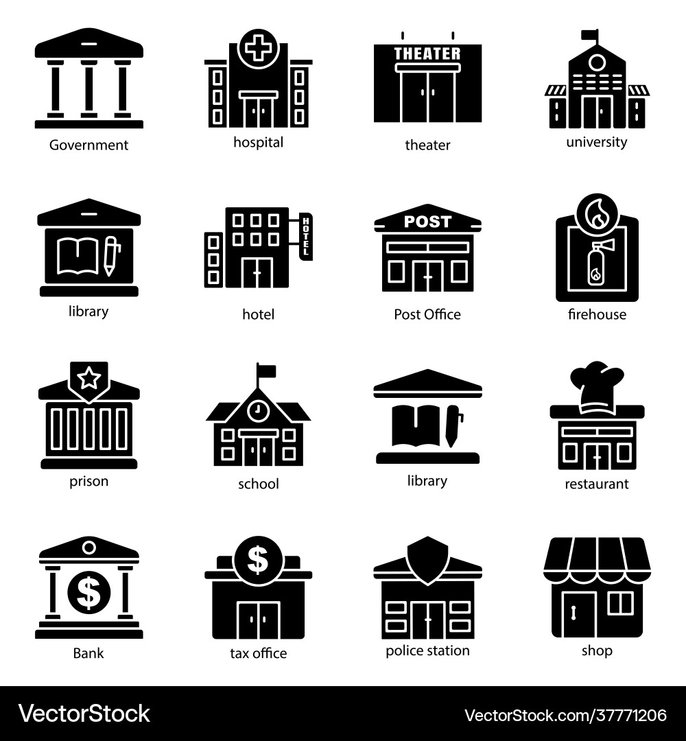 Building lineal color icon set editable stroke Vector Image