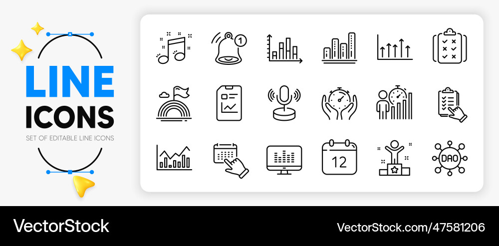 Calendar & Timer Line Icons vector image