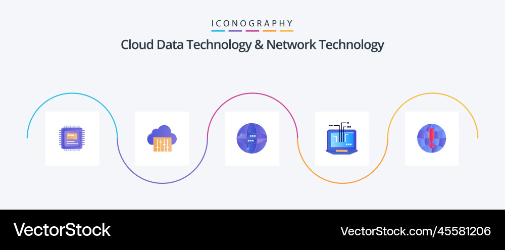 Cloud data technology and network flat vector image