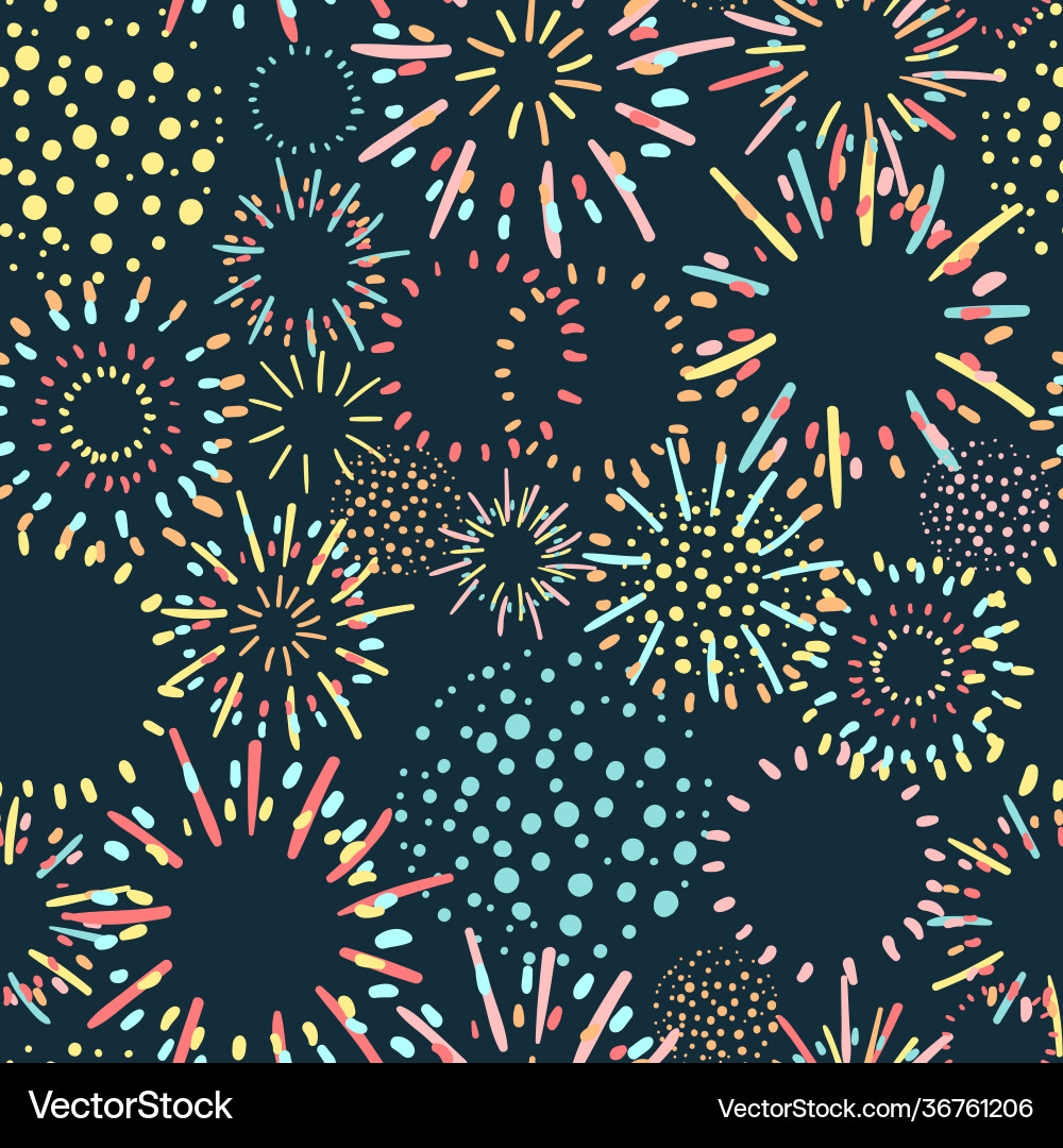 Colorful Fireworks Pattern Vector Image
