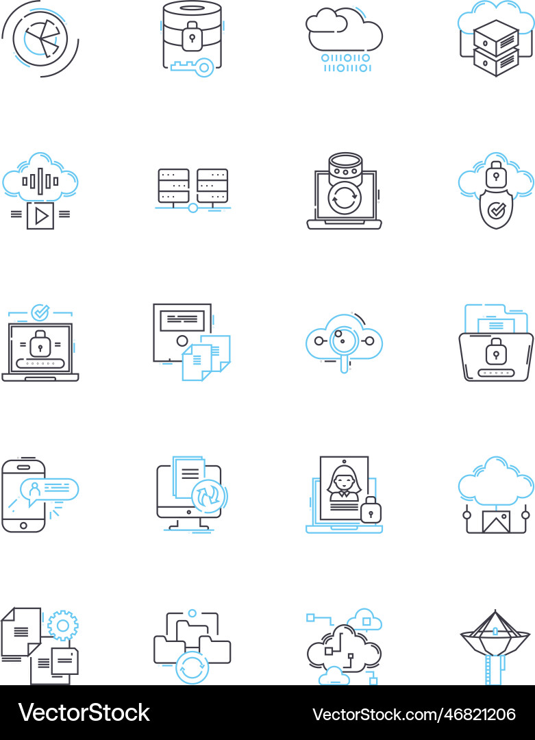 Digital security linear icons set encryption Digital security linear icons set encryption vector image