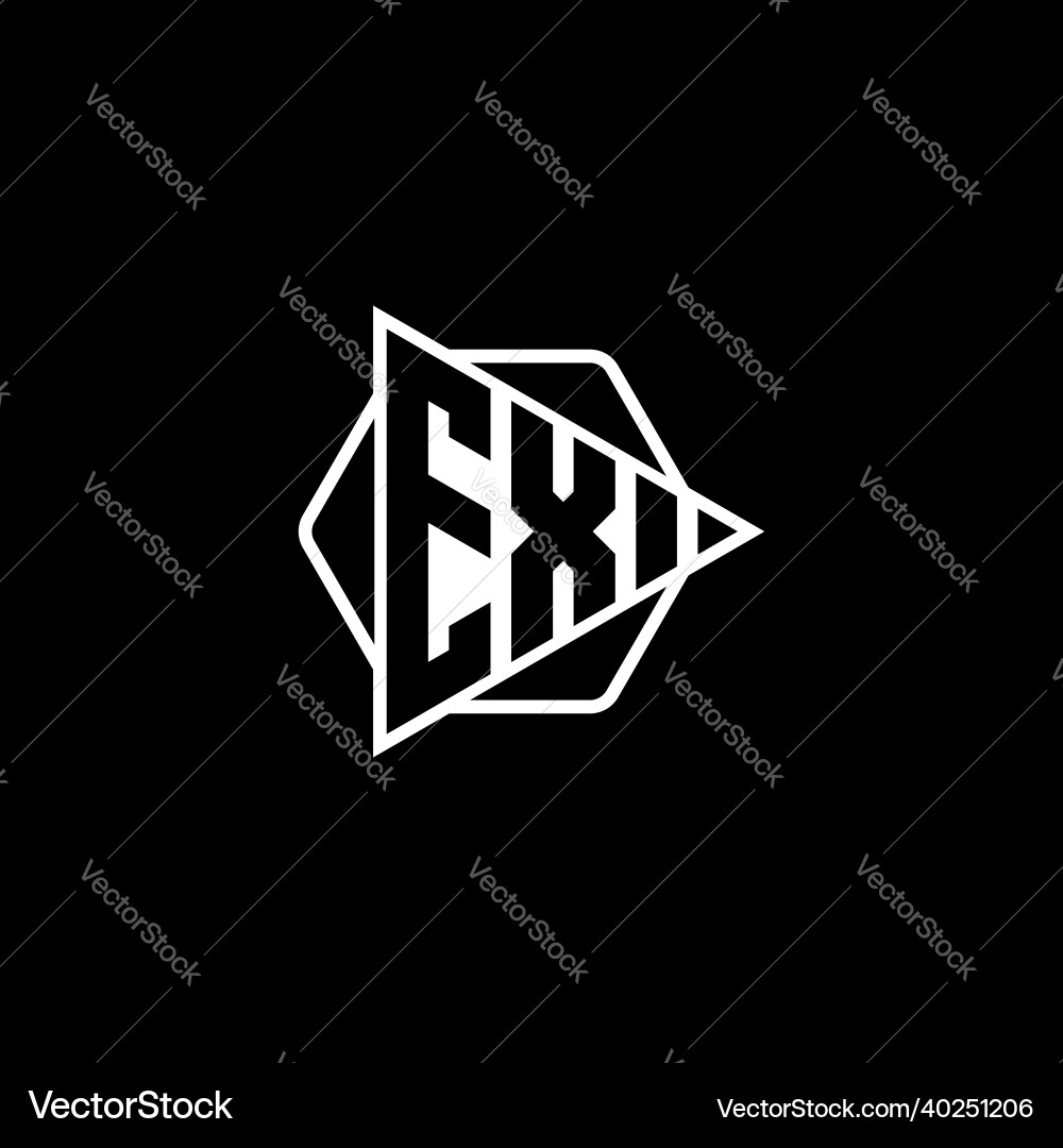 Ex logo monogram triangle play button Ex logo monogram triangle play button Vector Image