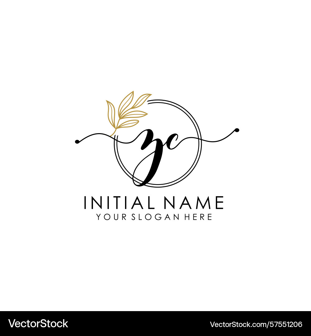 Handwritten zc initial logo with botanical Vector Image