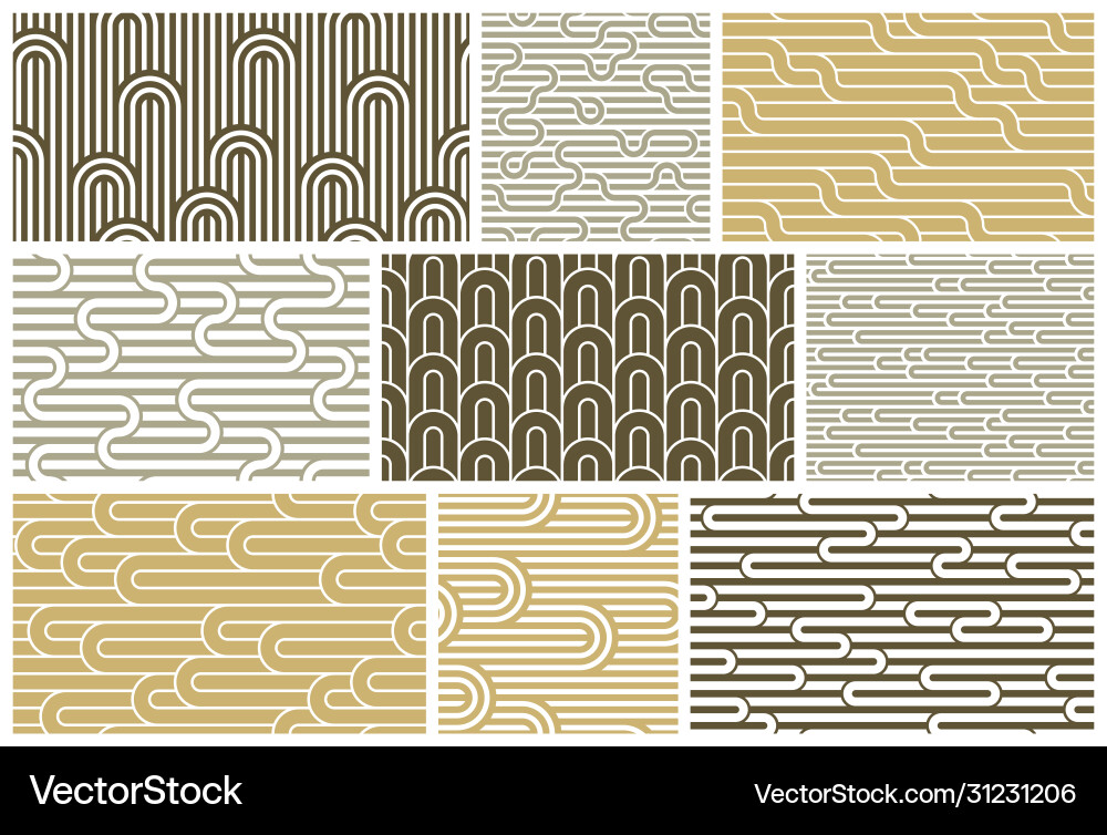 Lined seamless patterns with twisted lines Lined seamless patterns with twisted lines vector image