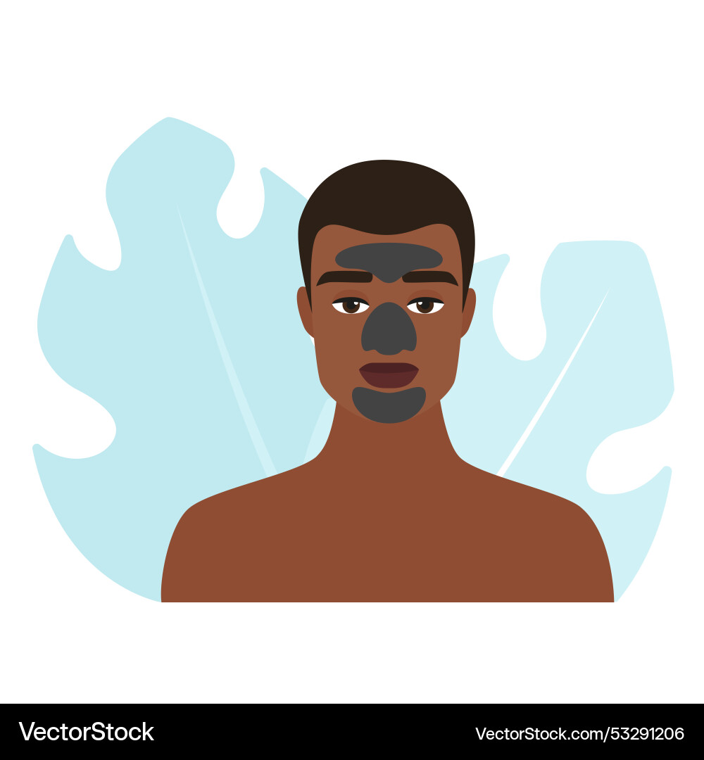 Man applying black charcoal mask on t-zone Vector Image
