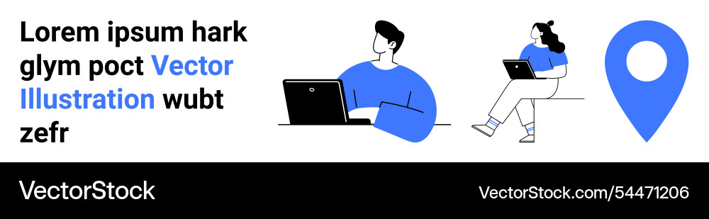 Modern remote work concept with people using Modern remote work concept with people using vector image