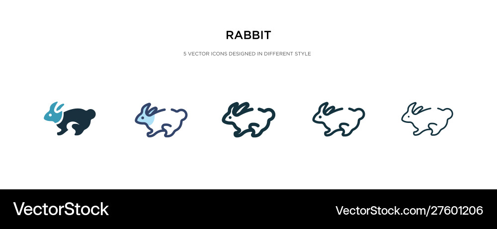 Rabbit icon in different style two colored vector image