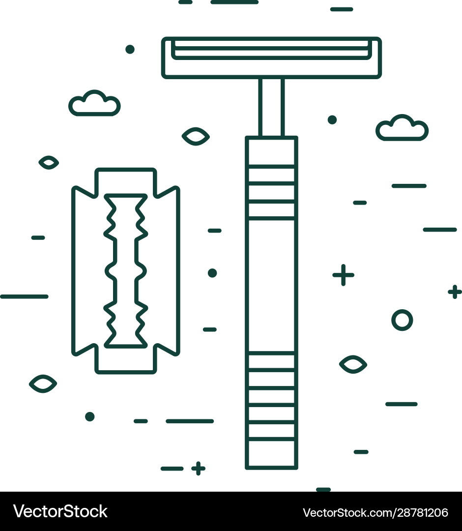 Reusable razor with blade line design icon Vector Image