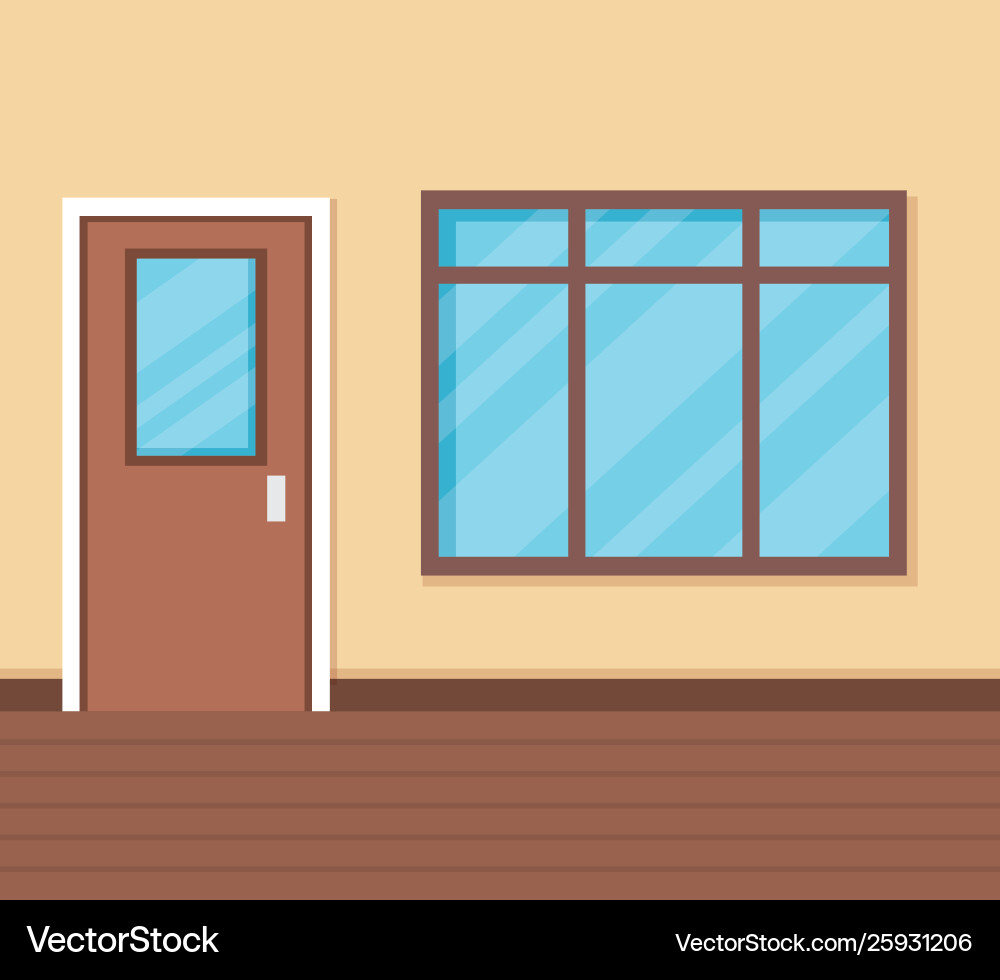 School corridor with door and window – Royalty-Free Vector | VectorStock, image size:1000x980