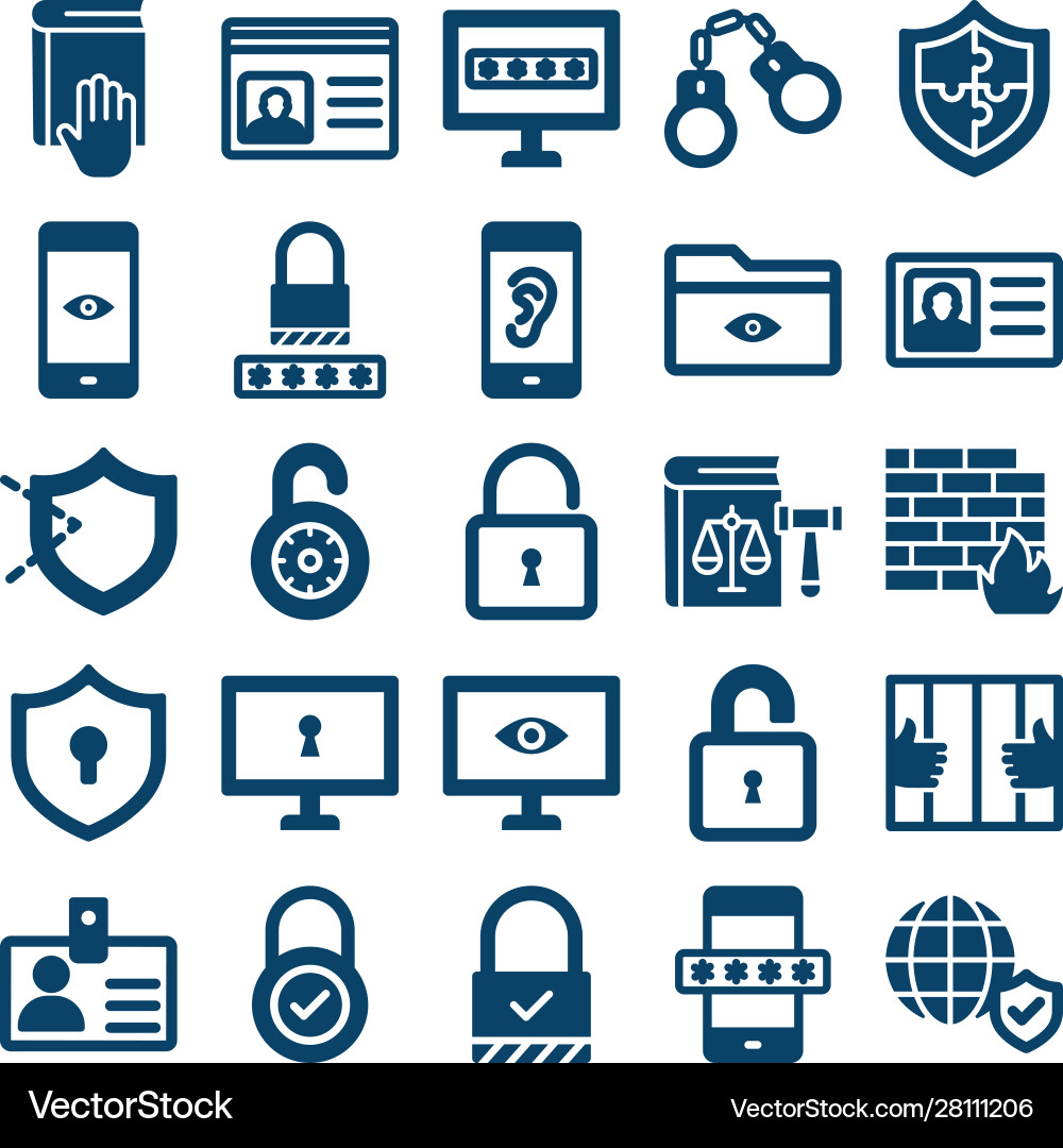 Security isolated icons set every single c Vector Image