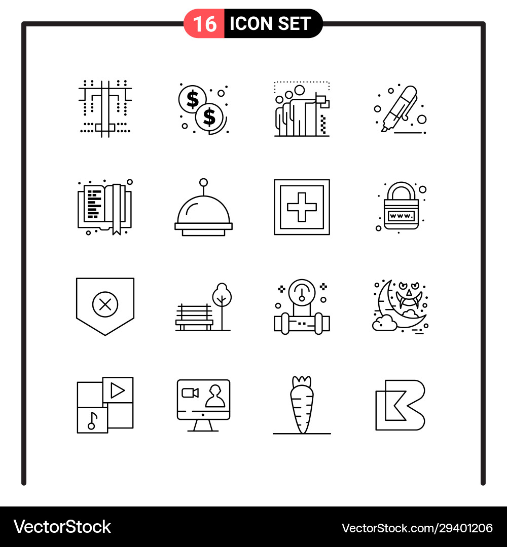 Set 16 line style icons for web and mobile Set 16 line style icons for web and mobile Vector Image