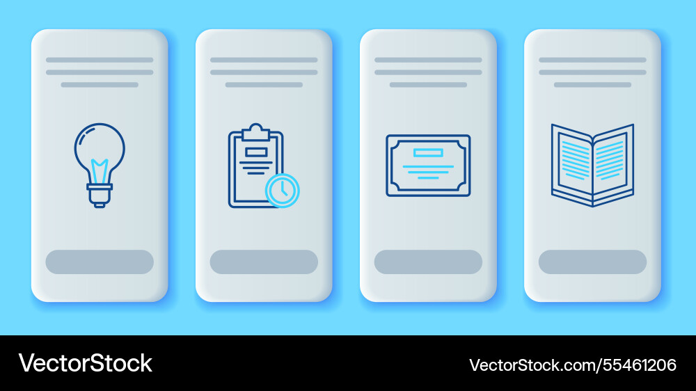 Set line exam sheet with clock certificate vector image