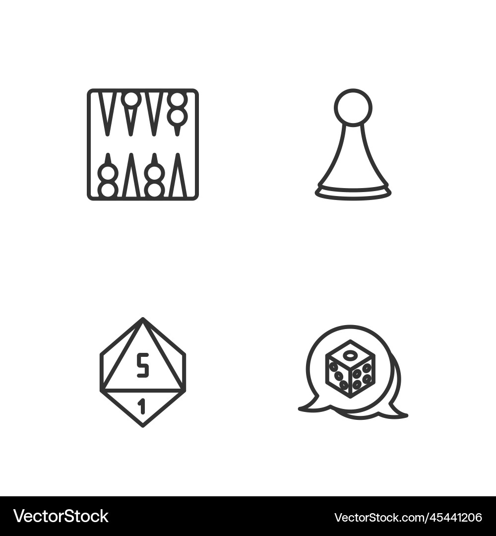 Set line game dice backgammon board and chip vector image