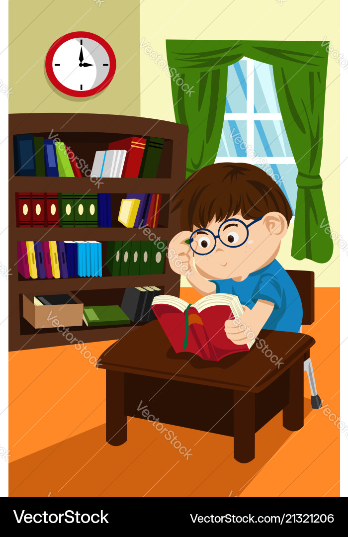 Student in library Royalty Free Vector Image - VectorStock