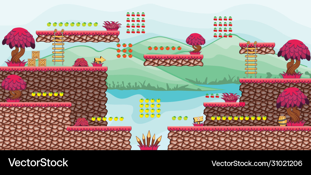 Tile set platform for game 25 Tile set platform for game 25 vector image