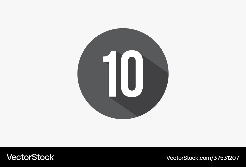 10 number with shadow isolated on white background vector image