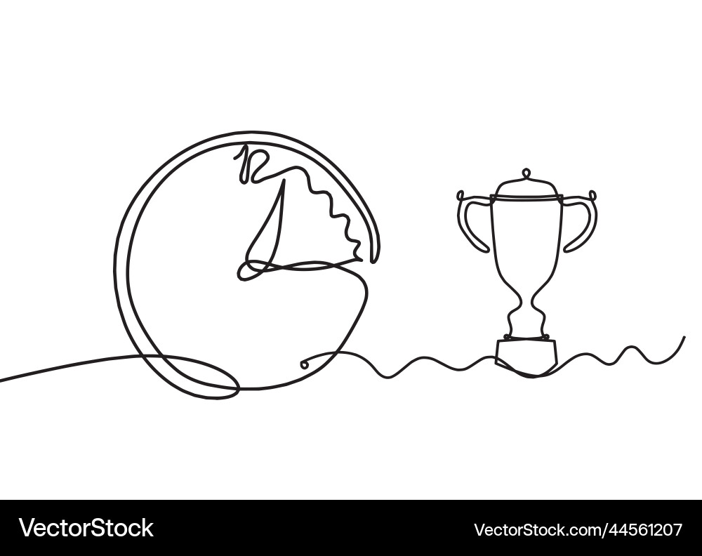 Abstract clock with trophy as line drawing Abstract clock with trophy as line drawing vector image
