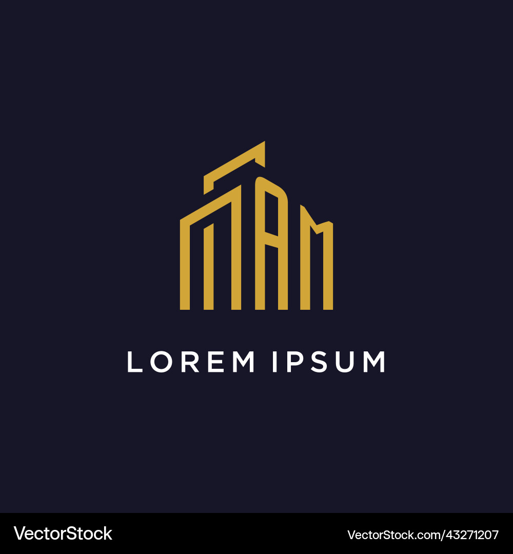 Am initial monogram with building logo design Vector Image