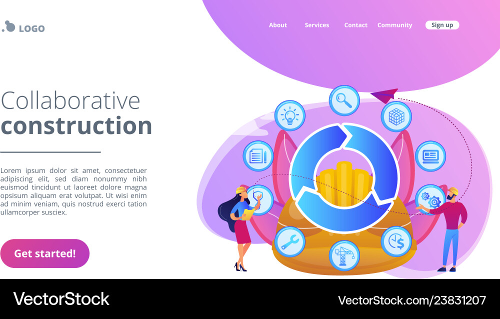 Building information modeling concept landing page Building information modeling concept landing page vector image