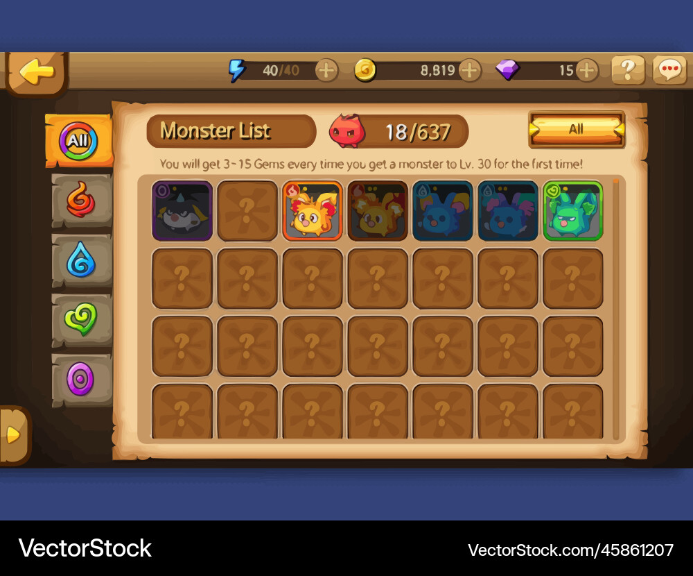 Complete set of level button game ui pop-up icon vector image