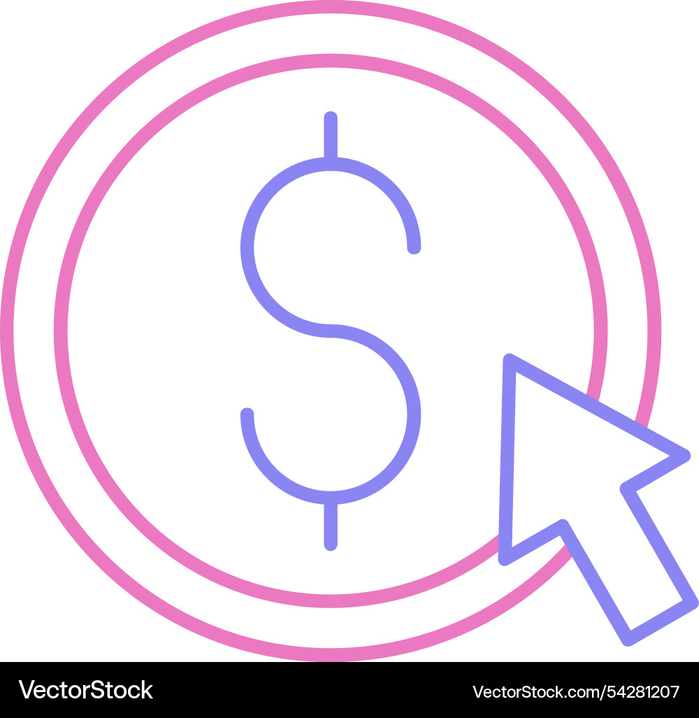 Cost per click line two colour icon Vector Image