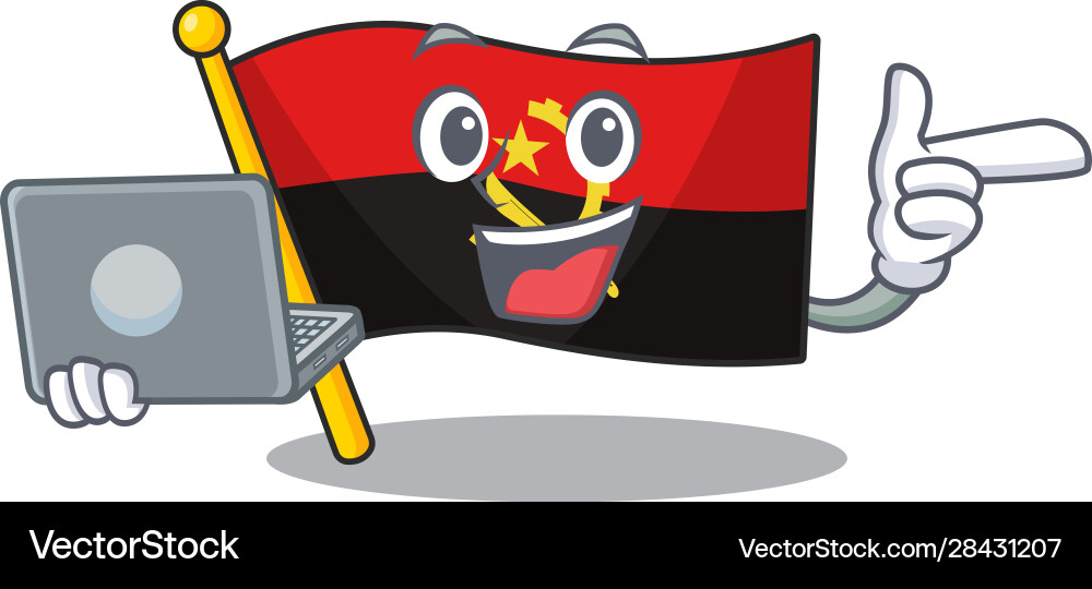 Cute and smart flag angola scroll working Cute and smart flag angola scroll working Vector Image