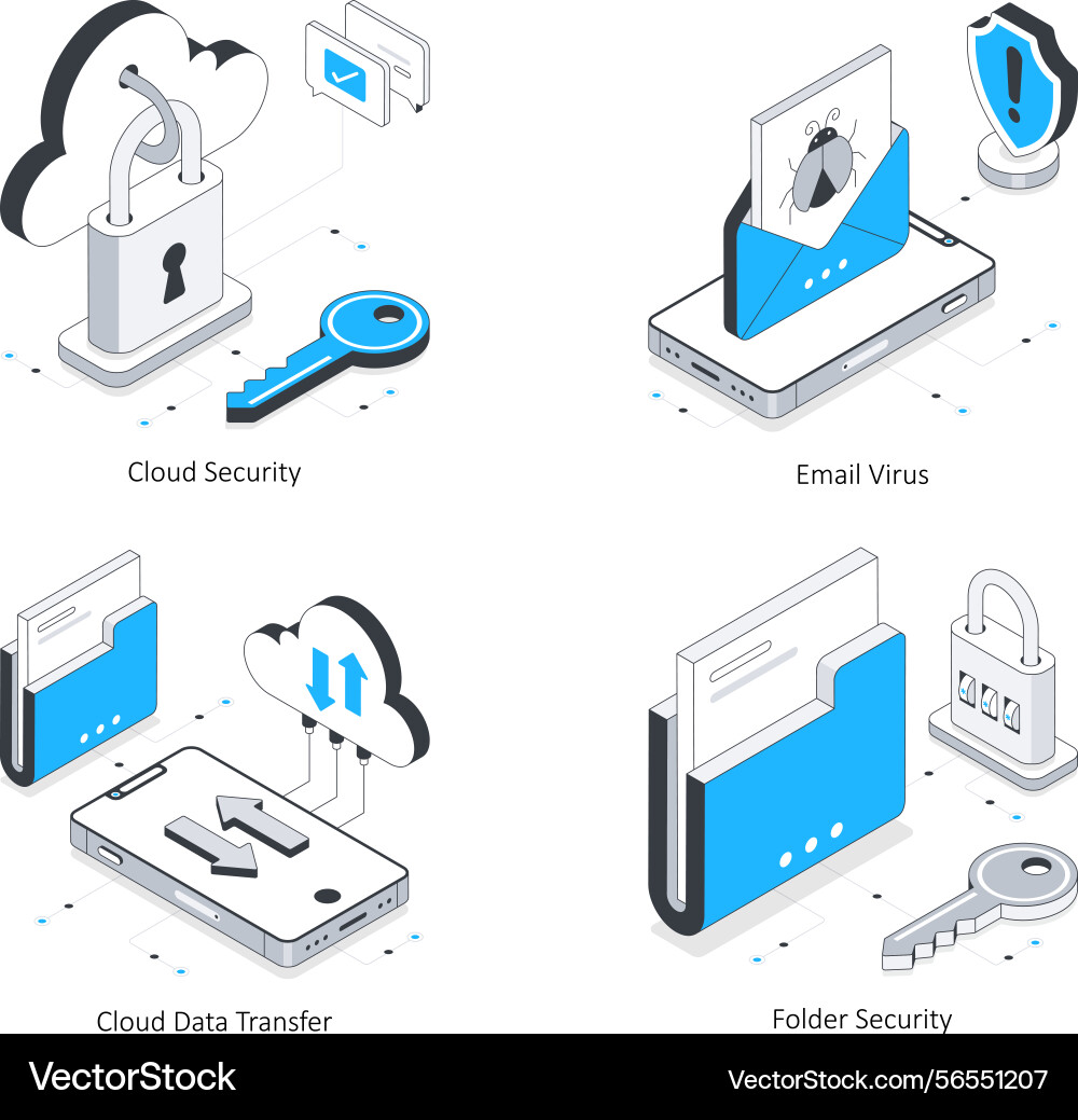 Data security isometric set 2 vector image