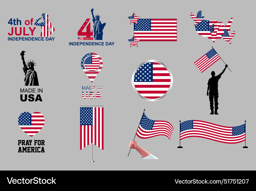 Flag of usa set Royalty Free Vector Image - VectorStock