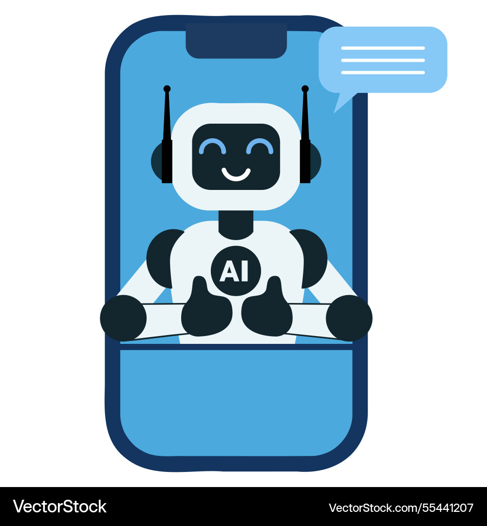 Flat of smiling ai robot Flat of smiling ai robot vector image