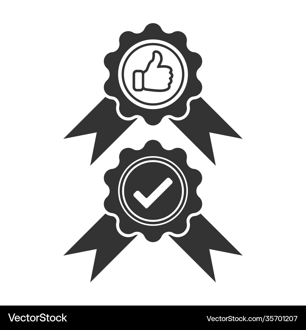 Flat print icon with thumb up and check vector image