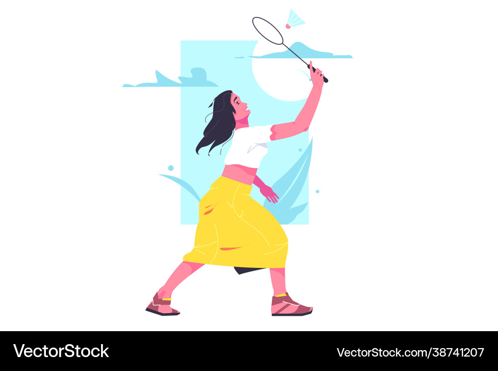 Girl amateur badminton player with racket Vector Image