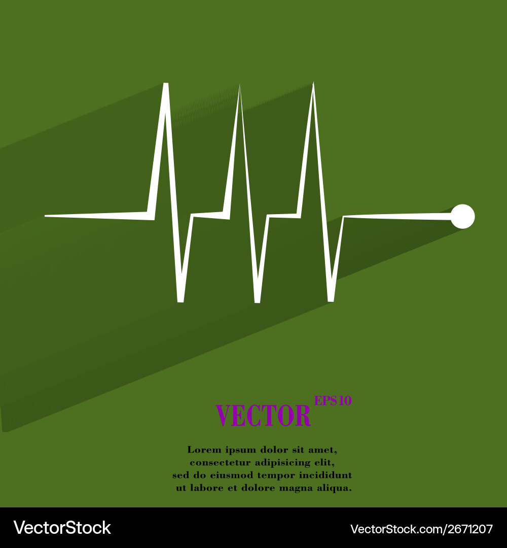 Heart rhythm flat modern web button with long vector image