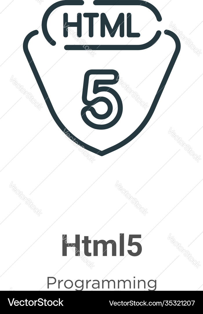 Html5 outline icon thin line black Html5 outline icon thin line black vector image