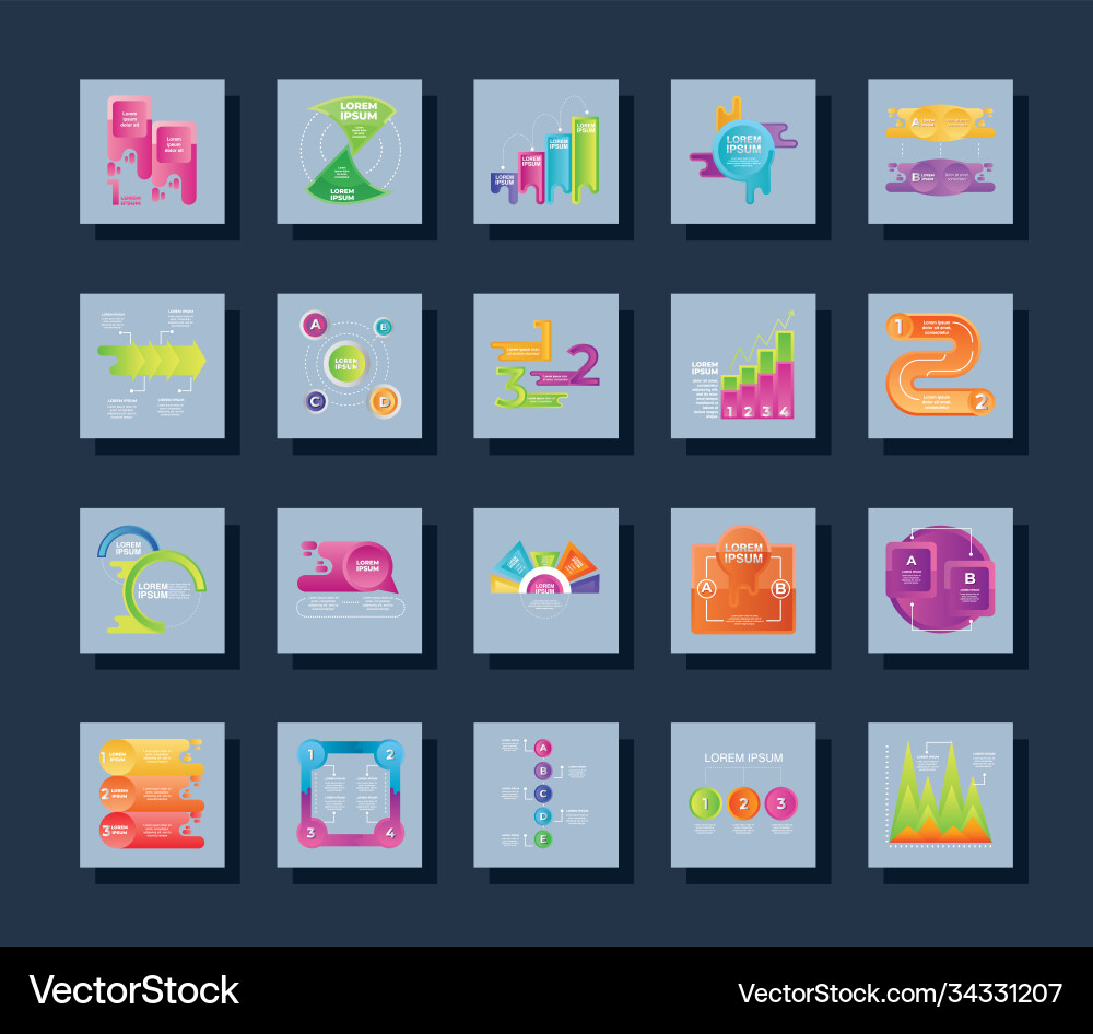Infographic set different diagram workflow Infographic set different diagram workflow vector image