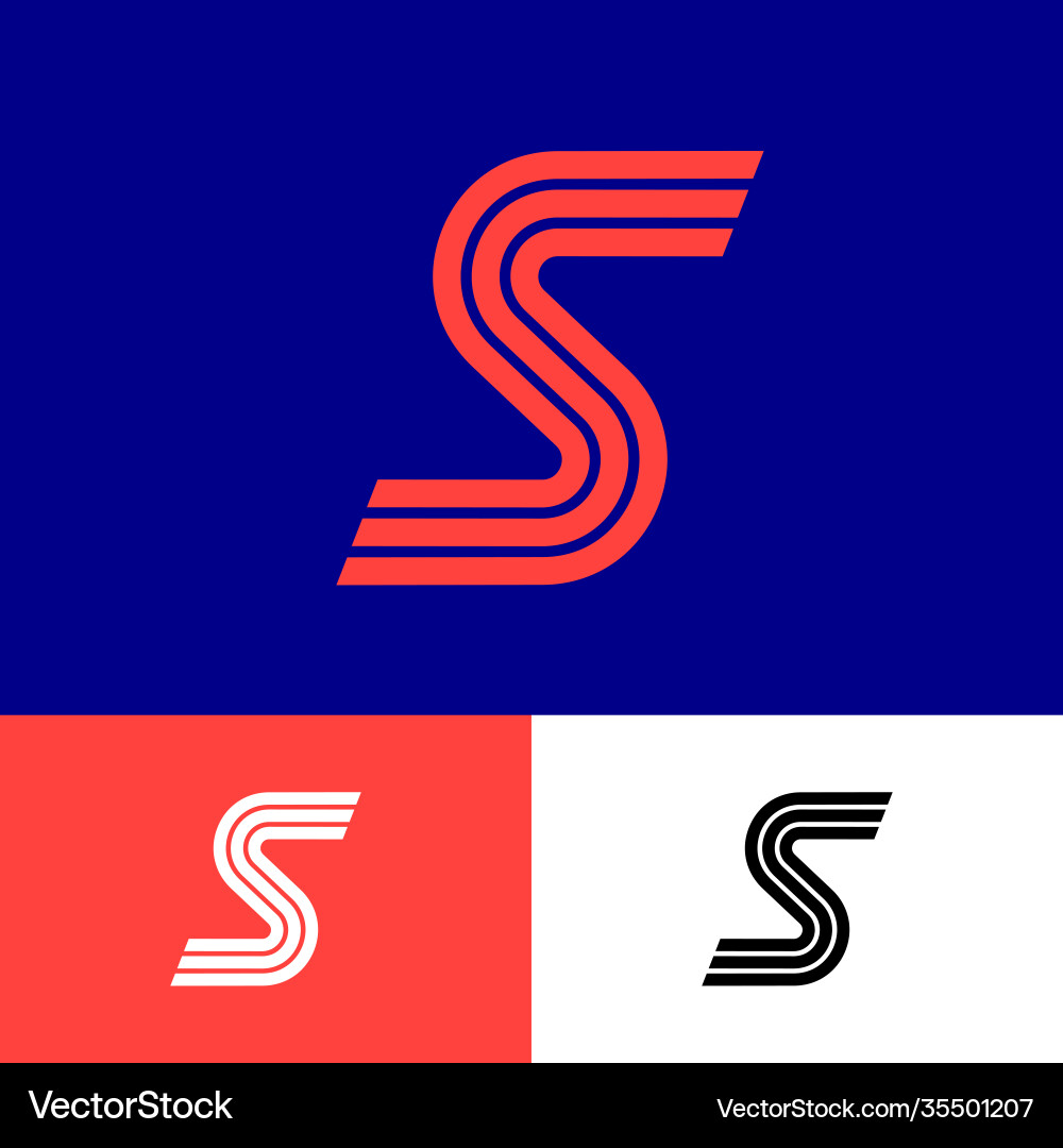 Linear S Monogram - Three Strip Style vector image
