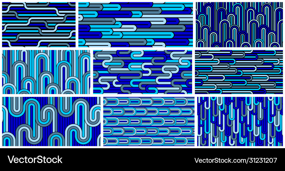 Lined seamless patterns with twisted lines Lined seamless patterns with twisted lines vector image