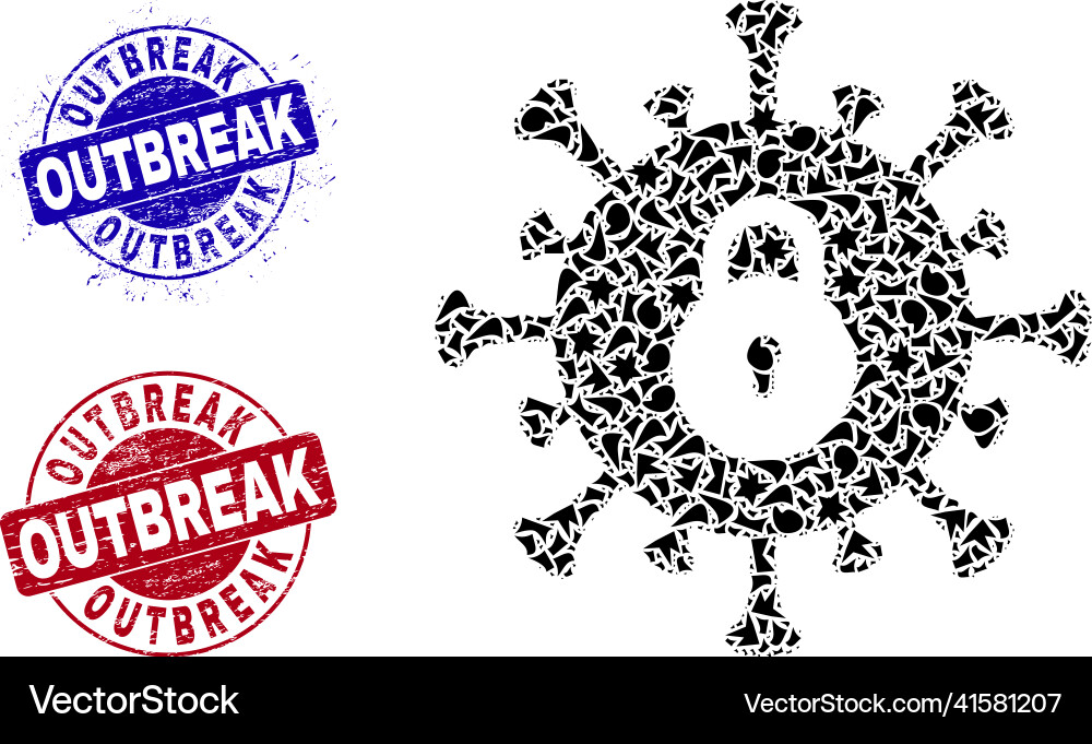 Outbreak lockdown mosaic of shards with Outbreak lockdown mosaic of shards with vector image