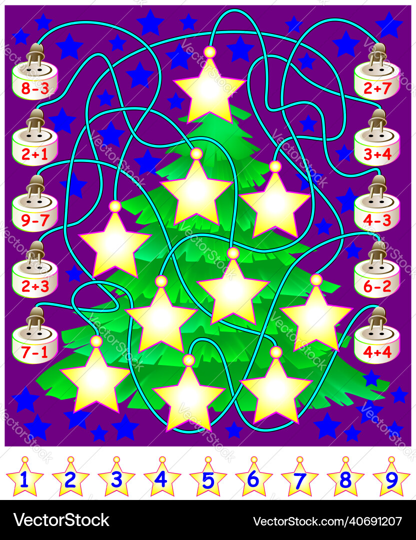Page with mathematical exercises for young Page with mathematical exercises for young vector image