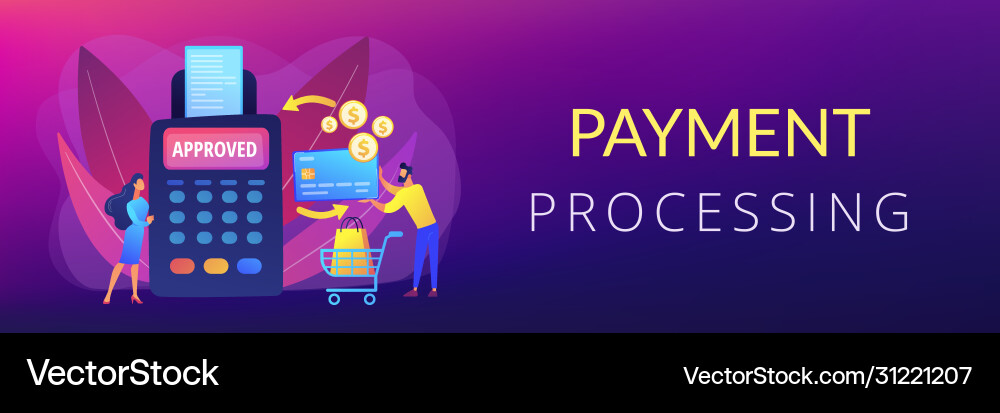 Payment processing concept banner header Payment processing concept banner header vector image