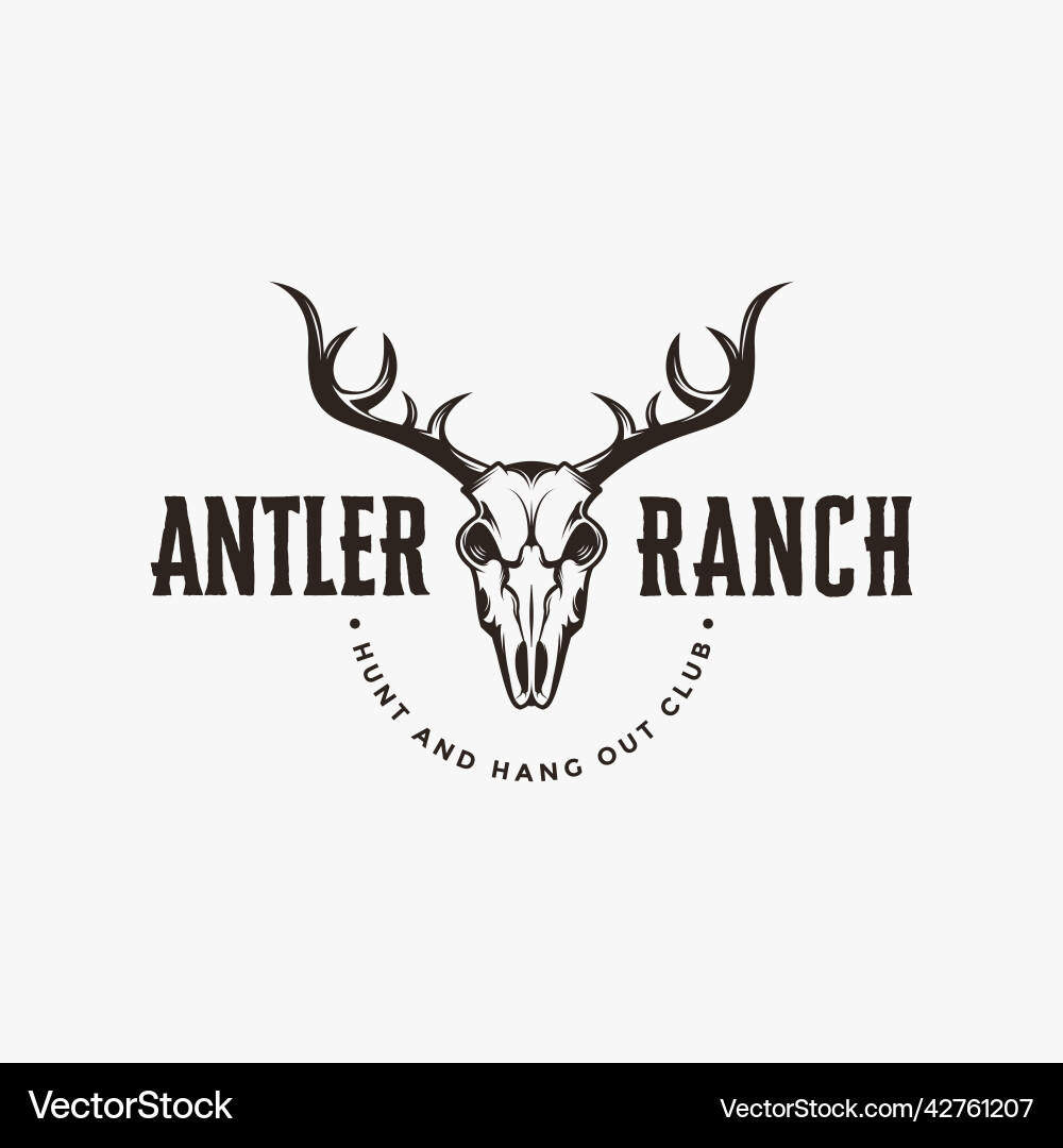Vintage Deer Antler Ranch Logo vector image