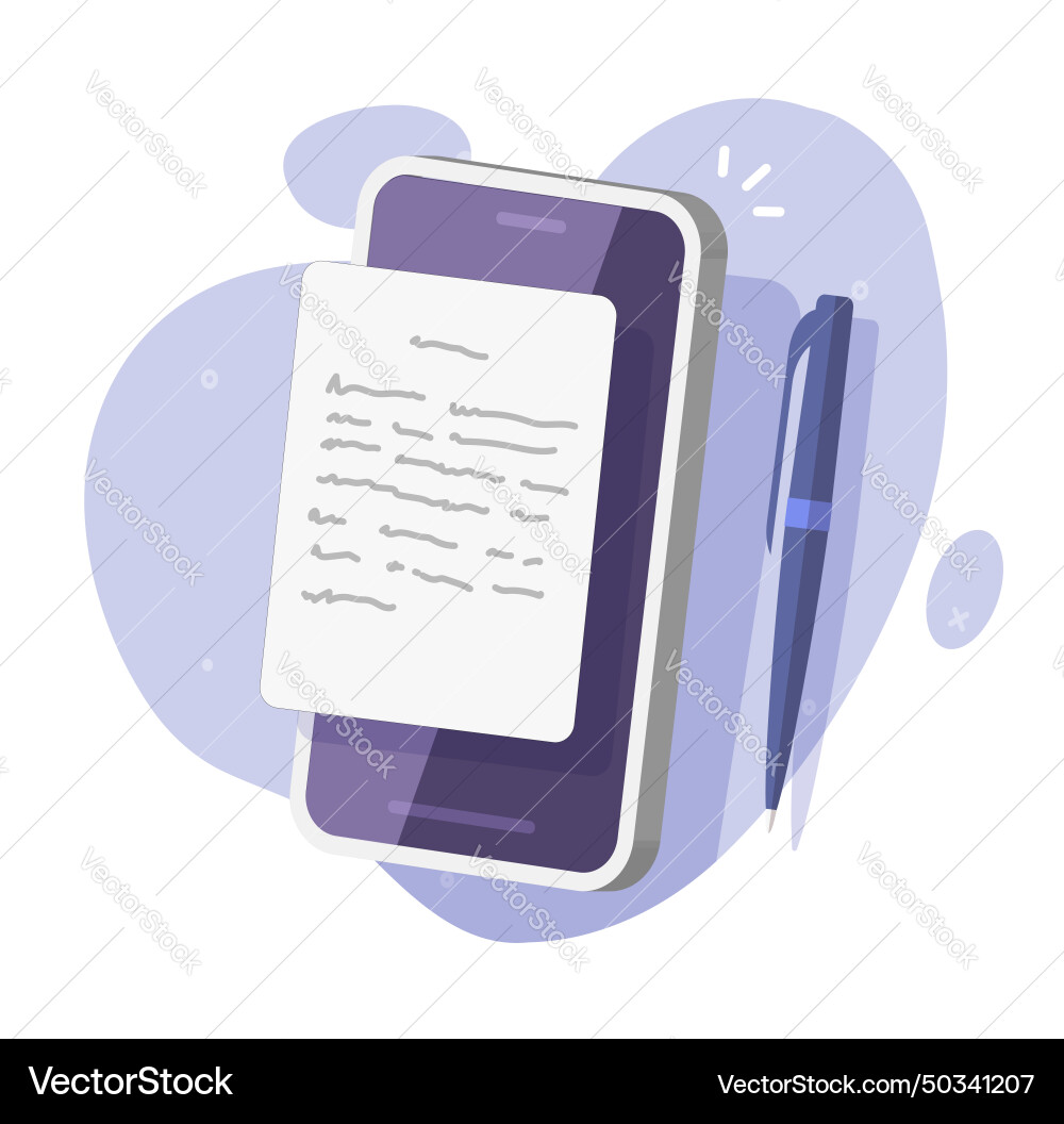 Writing text content on mobile cell phone app vector image
