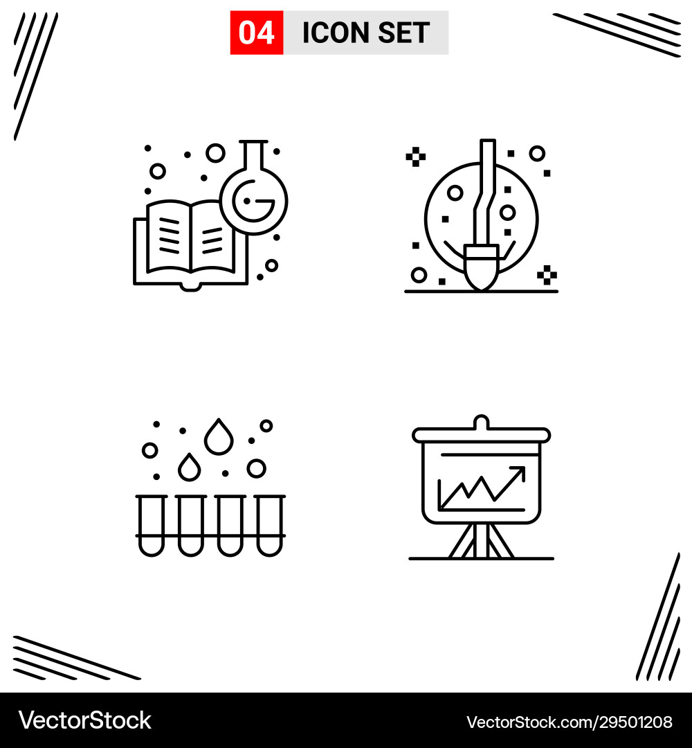 4 icons line style grid based creative outline Vector Image
