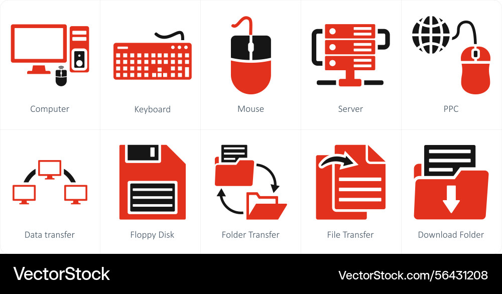 A set of 10 mix icons as computer keyboard mouse vector image